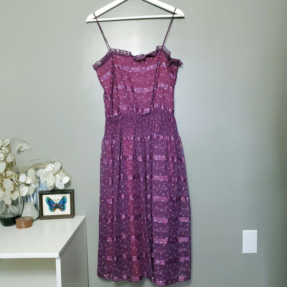 Vintage St. Gillian By Kay Unger Dress Womens Size 8 Purple Ruffle Pleated